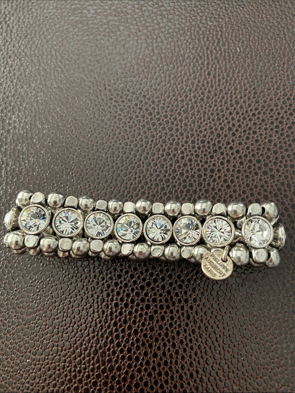 Silver Crystal Stretch Bracelet with Clear Round Stones